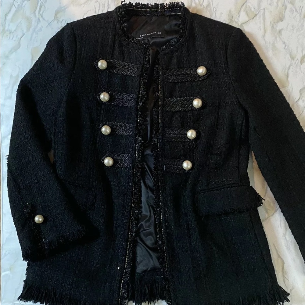 Zara Pearl Tweed Blazer